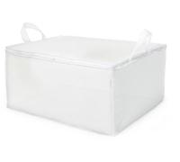 Compactor - Housse de rangement pour couette et vêtements zippée avec poignées, coloris blanc translucide, rangement placards