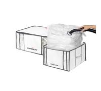 Compactor Lot de 2 Housses de Rangement Sous Vide, Taille XXL et M (210L et 125L), Blanc/Gris "Life", RAN7023