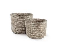 Compactor Lot de 2 Paniers de Rangement en Jonc de Mer Naturel Tressé à la Main, Beige, RAN6534