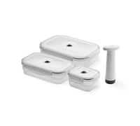 Compactor - Lot de Boîtes Alimentaires avec Pompe à vide, 3 récipients en plastique, conservation sous vide, couvercle hermétique, rangement frigo et compartiment congélateur, compatible micro-ondes