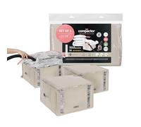 COMPACTOR- Lot de 3 housses de rangement sous vide Taille M - 42 x 40 x H27 cm - Coloris beige - Compression avec aspirateur - Valve brevetée - Grande capacité - Linge protégé