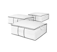 Compactor Ensemble de 3 Sacs de Rangement pour Vêtements et Couettes avec Fermeture Eclair, Rangement étanche à la Poussière et à l'eau, Collection World of Storage, Blanc