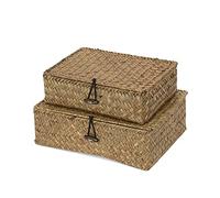 Compactor Macao Lot de 2 paniers de Rangement en jonc de mer, Marron, 25 x 19 x 8 cm