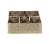 Compactor Stan Organiseur de Tiroir, 5 Compartiments, Tissu Tressé/Métal, Taupe, 32 x 25 x 8cm