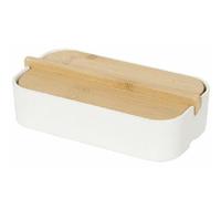 Compactor Organiseurs de cosmétiques - Organiseur de rangement 40x150x80 mm, avec couvercle, plastique blanc/bambou RAN10268