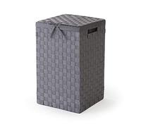 Compactor Panier à Linge Carré avec Couvercle, Doublure Amovible, Gris