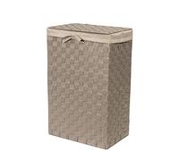 Compactor Panier à linge rectangulaire avec couvercle, panier à linge tissé pour chambres et salles de bains, doublure amovible et poignées de transport, taupe, 25 x 38 x H.60 cm