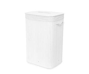 Compactor Panier à Linge Rectangulaire Blanc en Bambou
