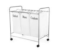 Compactor - Panier à Linge Triple NATURE XL Blanc, 74x45,5x75 cm, avec roulettes