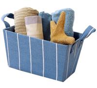 Compactor Panier de Rangement avec Poignées, Bleu/Blanc, 28 x 16 x 18 cm