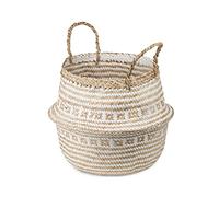Compactor Panier de Rangement en jonc tissé M 35 x 32 cm, Brun/Blanc