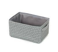 Compactor Panier de Rangement Rectangulaire avec Poignée Rétractable, Renforcé avec du Carton, Gris avec Doublure Intérieure Assortie, Gamme Lilou, 23 x 15 x H.12 cm