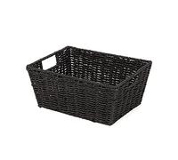 Compactor - Panier de rangement rectangulaire en papier tressé noir | Panier de rangement rectangulaire en papier tressé noir. Idéal pour organiser chambre et salle de bain.