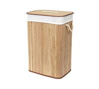 Compactor - Panier en Bambou avec sac à Linge Sale détachable en tissu, bac Rangement Déco, ambiance Spa, panière idéale pour décoration et organisation de la salle de bain, chambre, buanderie