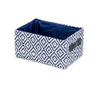 Compactor Panier ENZO Taille S - 23,5x16x12(h) cm, Bleu - Rangement en papier avec base rigide en carton et revêtement en tissu coordonné