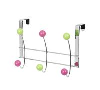 Compactor, Patère de Porte 6 Crochets pour Manteaux, Bois Multicouleurs, Acier Chromé, Dimensions: 25 x 5.4 x H. 17.5 cm, RAN6010