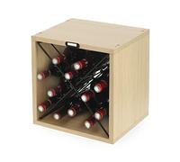 Compactor - Range Bouteilles empilable pour 12 Bouteilles, Coloris Bois Naturel et Croix en métal