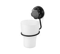 Compactor Verre Porte-Brosse à Dents BESTLOCK Black, Noir, 8x11x15,5 cm, Installation Facile