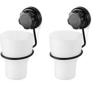 Compactor Verre Porte-Brosse à Dents BESTLOCK Black, Noir, 8x11x15,5 cm, Installation Facile (Lot de 2)