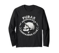 Compadre Funny Puras Pendejadas Compadres Club Skull Manche Longue