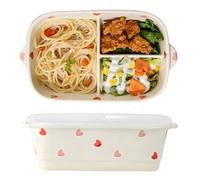 CompadreBol Boîte à lunch en céramique, boîte à lunch beige avec couvercle, étanche et réutilisable, Idéale pour le bureau, les pique-niques, les courts trajets ou le vélo