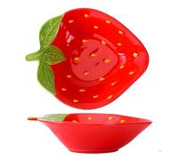 CompadreBol Bol en céramique, bol à nouilles de 400 ml, bol en forme de fraise Convient pour servir des plats, des collations, des soupes et des salades, four et coffre-fort micro-ondes
