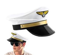 Compagnie aérienne Pilot Captain Hat - Chapeau de capitaine pour adulte marine, costume d'Halloween, accessoires de fête | réglable Sailor Cap Yacht Boat, Festival Carnival Role Play Cosplay