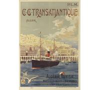 Compagnie générale Transatlantique Alger Affiche Poster Reproduction - Format 50X70 cm Papier Luxe 300 GR - Vente du fichier numérique HD Possible Nous Consulter (Boutique : affichevintage.FR)