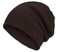 Compagno bonnet homme hiver beanie avec doublure chaude motif moderne fine maille laine polaire doux, Couleur:Marron,Taille unique