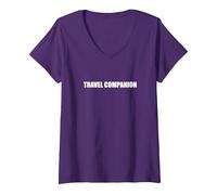 Compagnon de Voyage T-Shirt avec Col en V, Femme, Violet, S