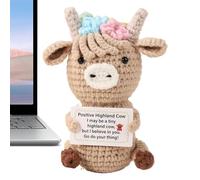 Compagnon en Peluche Joyeux - Animal Positif au Crochet pour décoration | Matériau en Peluche avec Style Vache Mignon, Design, Accent de Bureau Amusant, Petite réconfortante pour étagères de