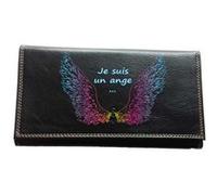 Compagnon Porte Chequier Portefeuille Porte carte Porte monnaie Noir Je suis un ange Noir G