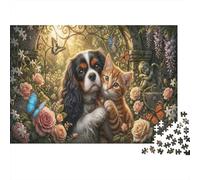 Compagnons de Chien et de chatPuzzle Premium 1000 Pièces Complet Roses de Jardin pour Adultes Entraînement Cognitif Loisirs Créatifs 52x38cm/1000pcs