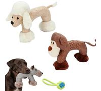 Compagnons de safari en lin, jouet couineur à mâcher pour chien, jouet pour chien avec couineur, tissu en lin robuste, soulage l'ennui et l'anxiété chez les chiens et les chats (2 pièces-B)