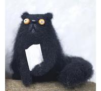 Compagnons en feutre de laine,compagnon original fait main, compagnons en feutre mignons et étranges aux grands yeux,ornement félin mignon à collectionner,mini décoration animale brodée (d#)