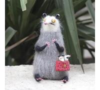 Compagnons en feutre de laine,compagnon original fait main, compagnons en feutre mignons et étranges aux grands yeux,ornement félin mignon à collectionner,mini décoration animale brodée (b#)