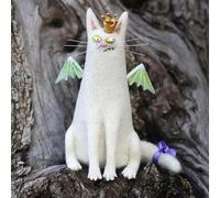 Compagnons en feutre de laine,compagnon original fait main, compagnons en feutre mignons et étranges aux grands yeux,ornement félin mignon à collectionner,mini décoration animale brodée (c#)