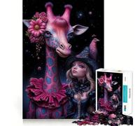 Compagnons fantaisistes︰ Girafe et Bonne Sorcière Puzzle de 1000 pièces pour Adolescents Jeu de Concentration Découpe de précision Bords Lisses pour Les Bas de Noël (38x52cm)
