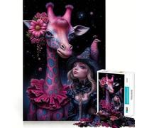 Compagnons fantaisistes︰ Puzzle Girafe et Bonne Sorcière 1000 Pièces Développe la mémoire et Amuse-toi,qualité Professionnelle, pour stimuler l'esprit (50x75cm)