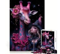 Compagnons fantaisistes︰ Puzzle Girafe et Bonne Sorcière pour Adolescents 1000 pièces Intellectuelle et Habileté Évasion paisible Assemblage Propre Cadeau de Noël (38x26cm)