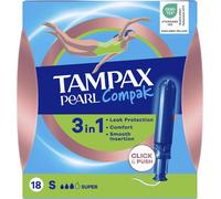 Compak Pearl,Super,18 Tampons Avec Applicateur,Flux Moyens À Abondants,Triple Confort Avec Applicateur Doux,Motionfit,Voile Douceur,Certifié Oeko-Tex