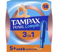 Compak Pearl,Super Plus,18 Tampons Avec Applicateur,Flux Abondants,Triple Confort Avec Applicateur Doux,Motionfit,Voile Douceur,Certifié Oeko-Tex