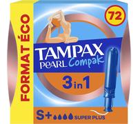 Compak Pearl,Super Plus,72 Tampons Avec Applicateur,Flux Abondants,Format Eco,Triple Confort Avec Applicateur Doux,Motionfit,Voile Douceur,Certifié Oeko-Tex