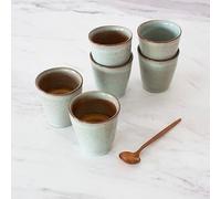 Companhia Atlantica Lot de 6 Verres à Café Expresso, Tasse en Céramique Grès 100ml, Finition à la Main, Vert, BREEZY