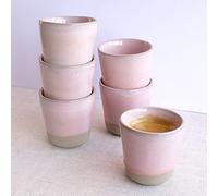 Companhia Atlântica Lot de 6 Verres à Café Expresso, Tasse en Céramique Grès 75ml, Finition à la Main, Rose, MELIDES Sweet