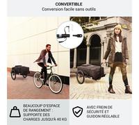 Klarfit Remorque Velo Cargo, Charette Velo à 2 Roues, Remorque Vélo pour Bicyclette, Kit de Fixation pour Remorques en Acier avec Attelage et Support, Chariot Etanche pour Camping, Bagages, Trekking