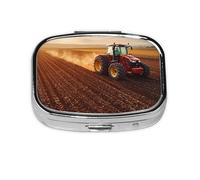 Company Mini pilulier en métal avec 2 compartiments Motif tracteur agricole