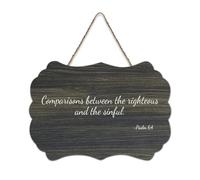 Comparaisons entre les justes et le péché en bois 15,2 x 25,4 cm Verse de la Bible Art mural rustique à suspendre Plaques en bois pour porte d'entrée, salon, cuisine, décorations de Noël