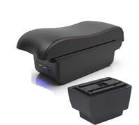 Compartiment Rangement Accoudoir Voiture Pour Skoda Pour Fabia 3 III 2015-2021 Boîte Rangement Pièces Rechange Accessoires Accoudoirs Console Centrale(B1 Black red 3 USB)