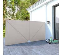 Compartiments latéraux de terrasse, pliable, crème, 400 x 200 cm, en polyester, avec cadre en acier revêtu par pulvérisation, pour balcon, terrasse et jardin, comme brise-vue, protection contre le